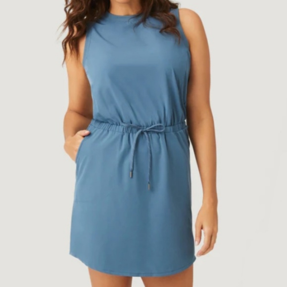 NWT Free Country Sleeveless Trail Dress Drawstring Waist Quick Dry UPF Mini XL